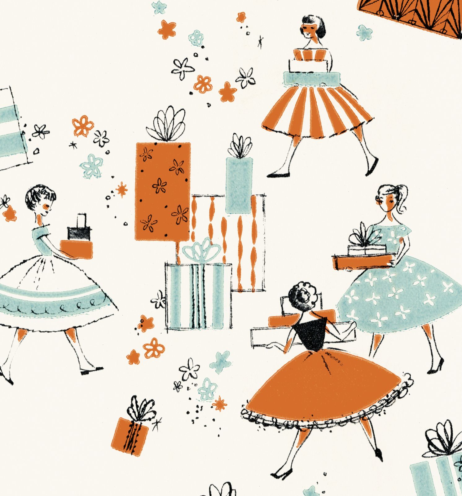 Girls in dresses pattern