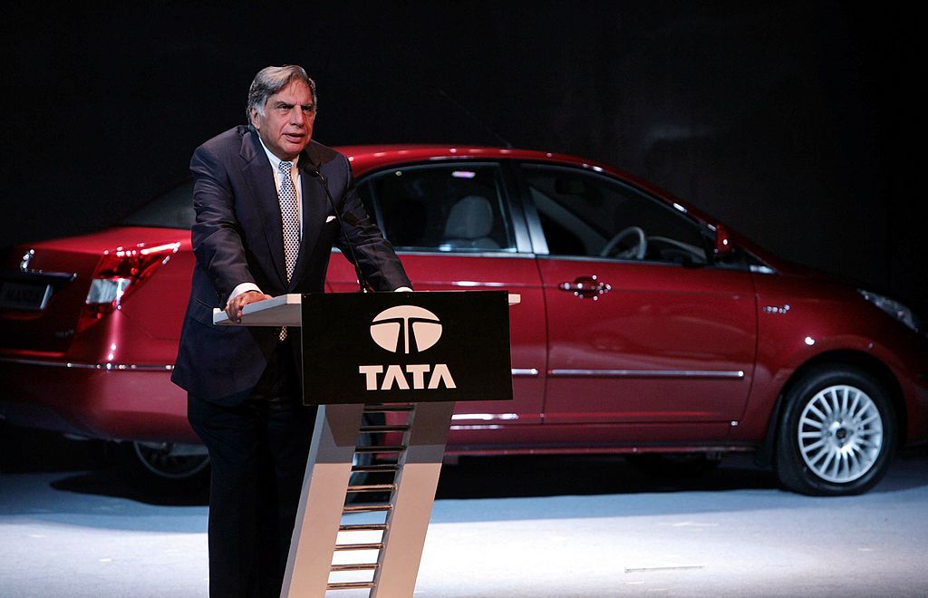 MUMBAI, INDIA � OCTOBER 14: Tata Motors Chairman, Ratan Tata during the launch of a new car �Indigo Manza� in Mumbai on Wednesday, October 14, 2009. (Photo by Nagesh Ohal/The India Today Group via Getty Images)