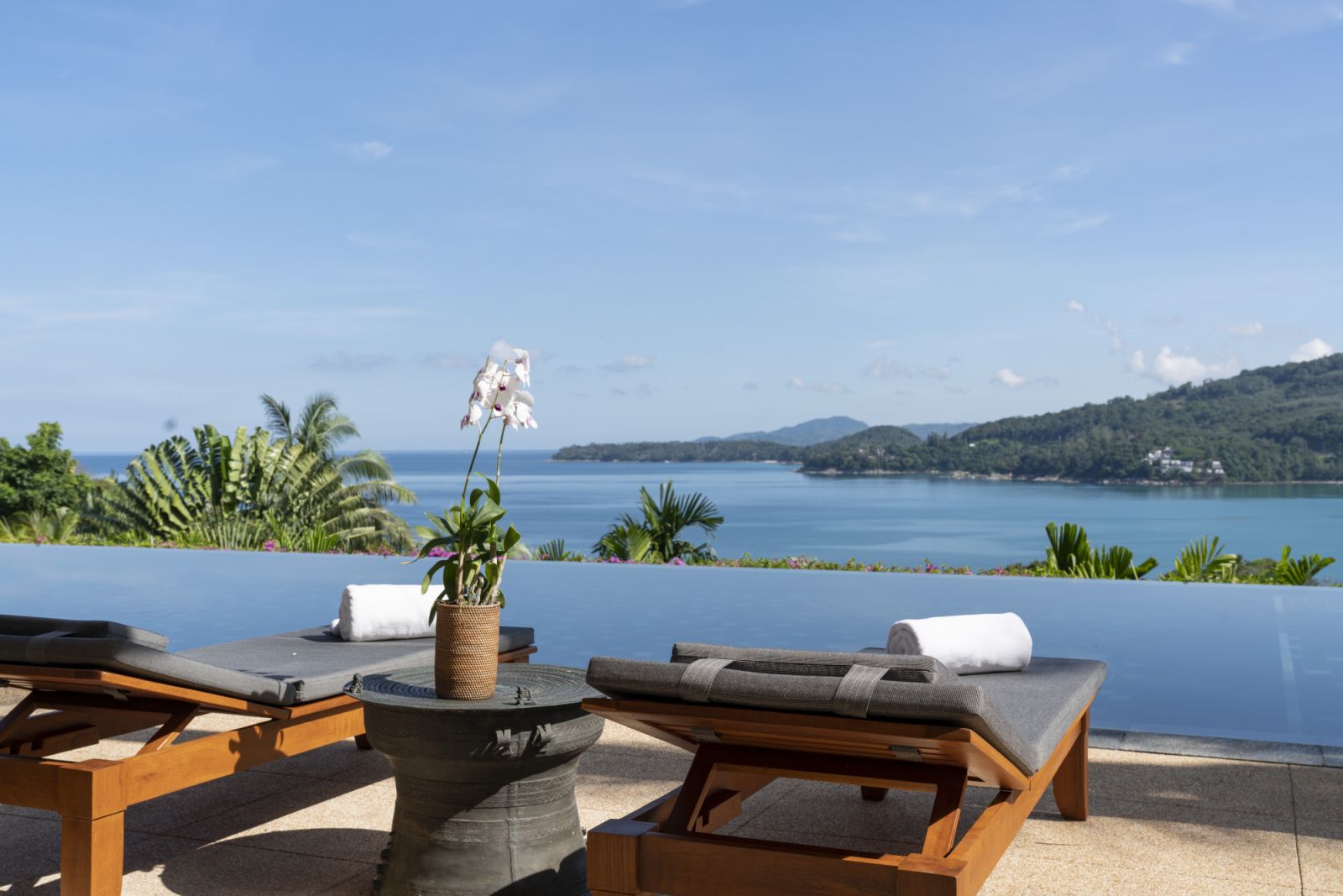 A view from the infinity pool at one of Andara's villas overlooks Kamala Beach.