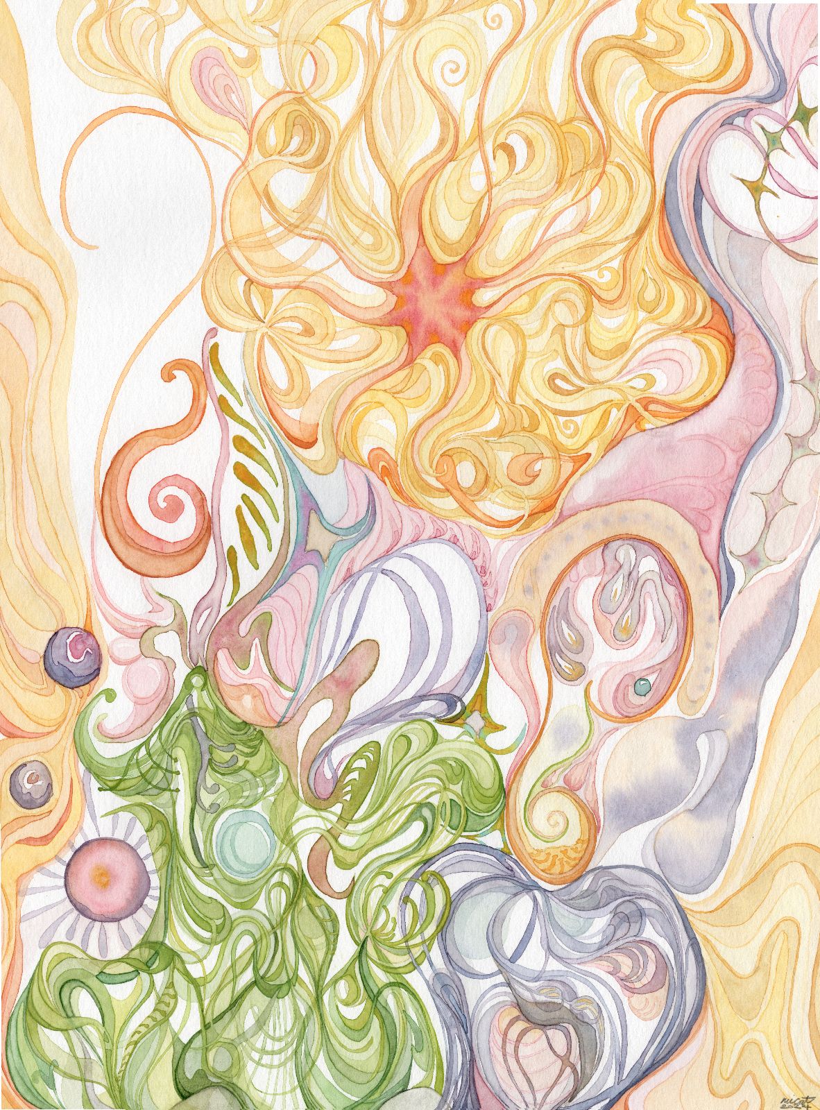 ‘Infinite Sun’ by Micat Po, watercolour on paper