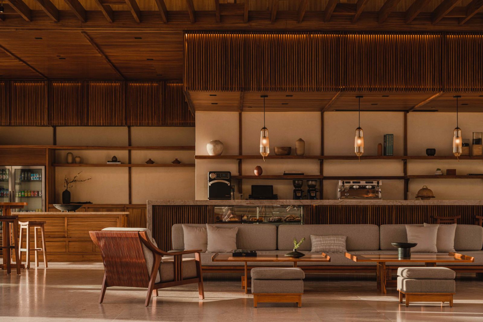 Granite and limestone harmonising with finely finished woods (Photo: Nobu Hotel Los Cabos)