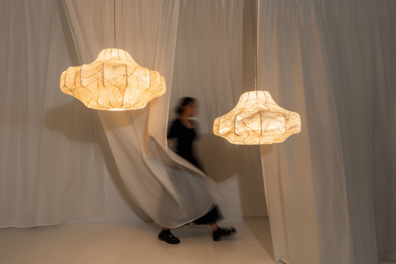 Another view of the Mulberry silk lights in the Pulp series, available at Rooms by Sol Luminaire