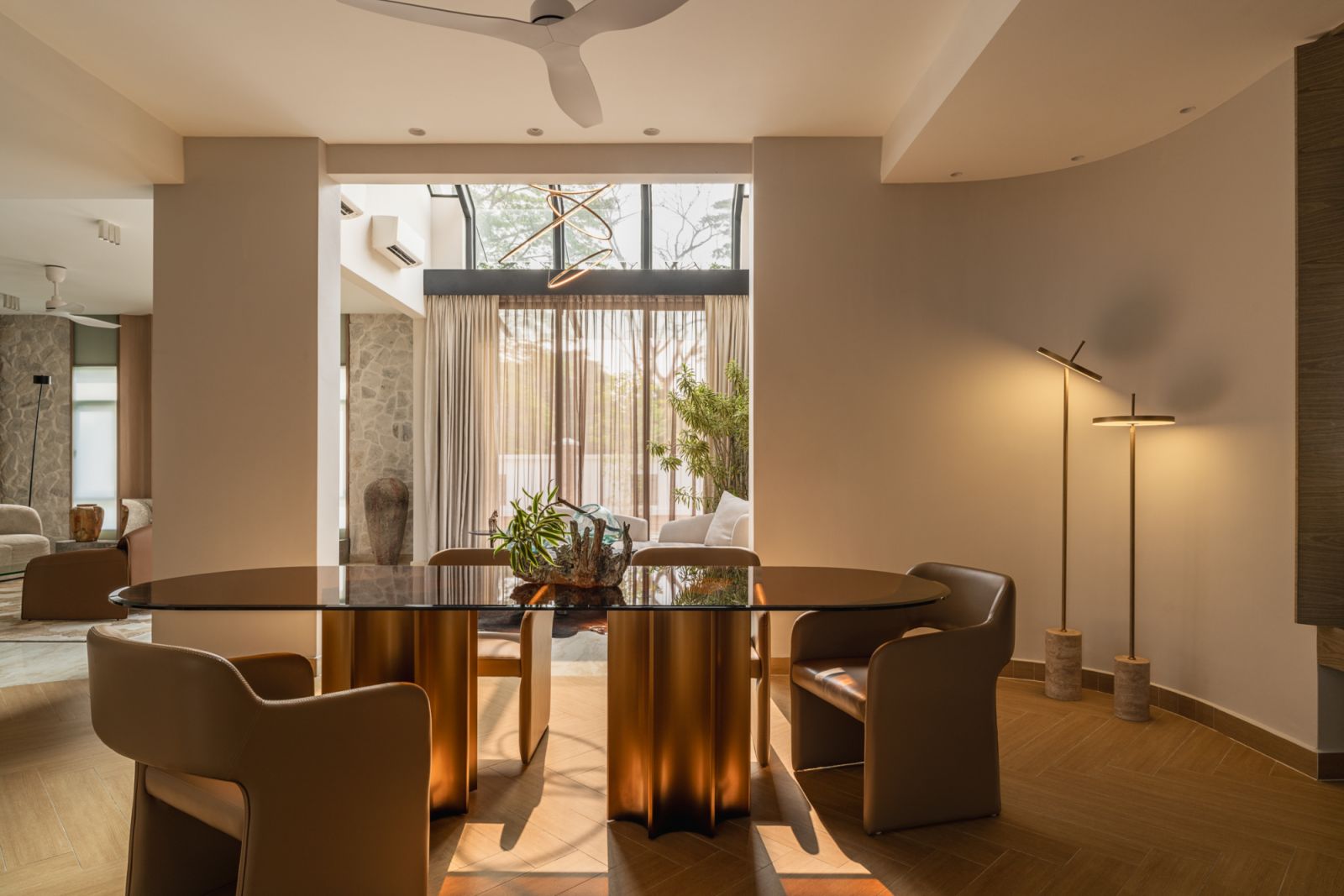 Natural light filters in throughout the house