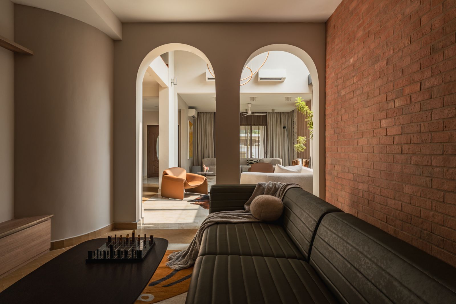 The family area has a darker palette and a warmer feel