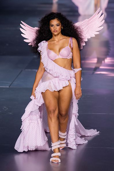 BROOKLYN, NEW YORK - OCTOBER 15: Devyn Garcia walks the runway during the Victoria's Secret Fashion Show 2024 at Duggal Greenhouse on October 15, 2024 in Brooklyn, New York. (Photo by TheStewartofNY/FilmMagic)