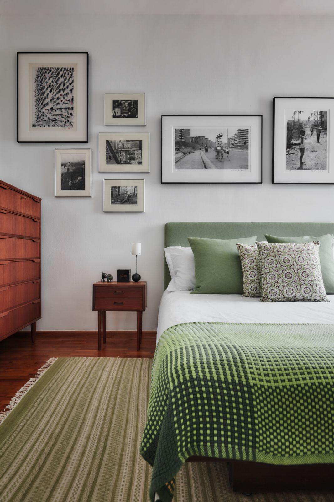 The inviting sleeping quarters and selection of artworks