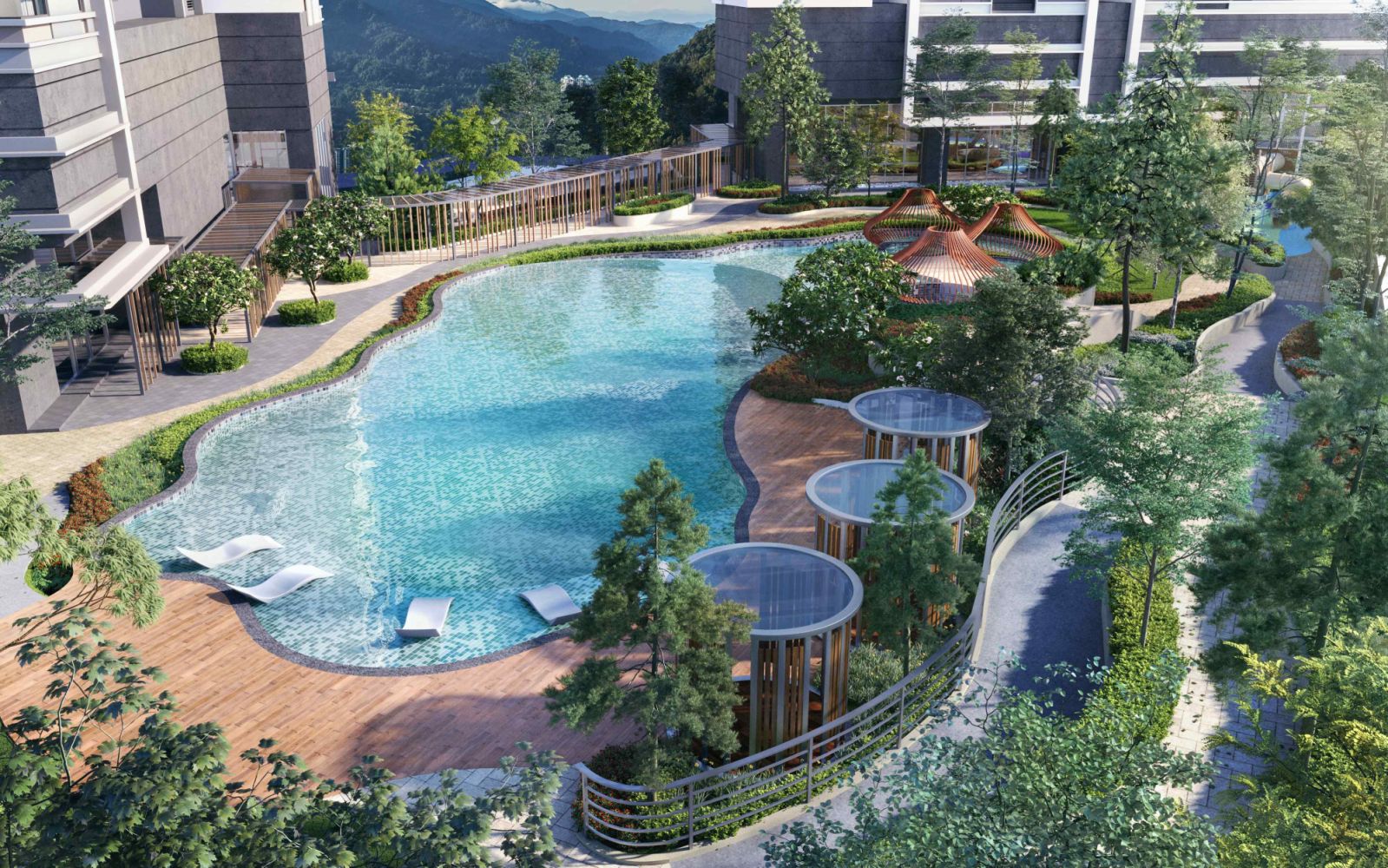 Wellness amenities at TwinPines include an outdoor heated pool