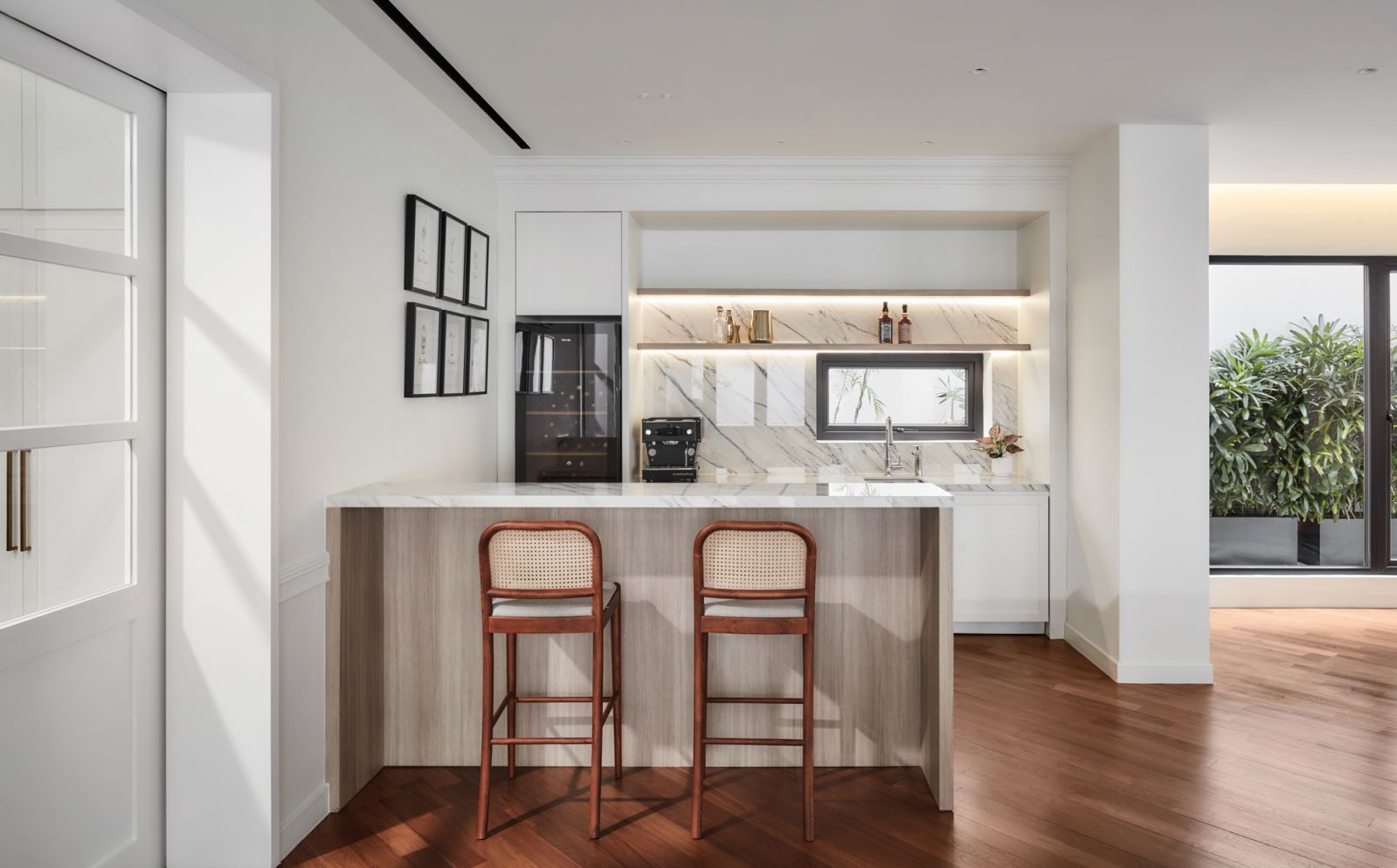 A view of the bar in the Aussie-inspired home