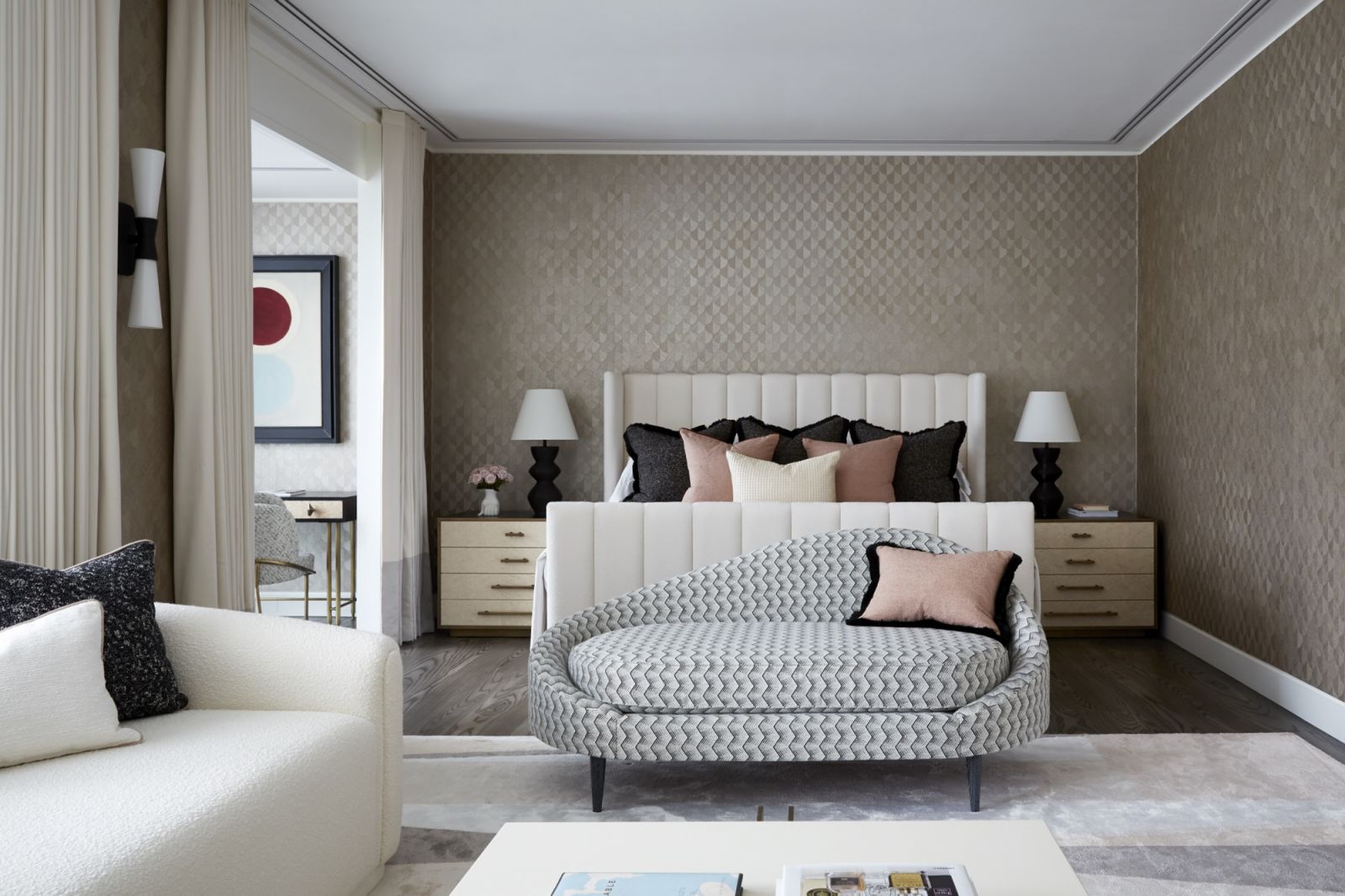 The master suite in rich bronze