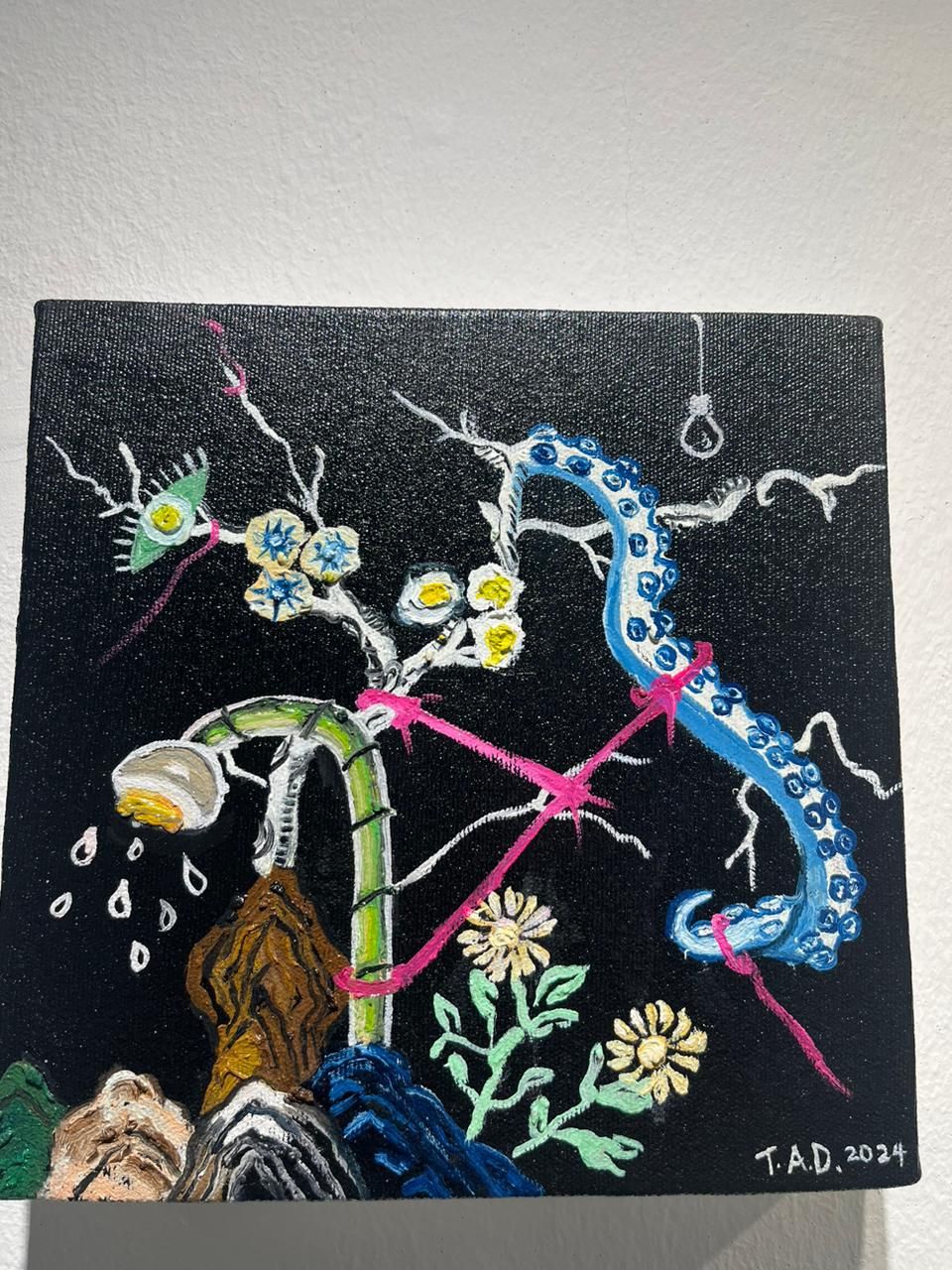 'Tamago Trickle', Oil on Canvas 10 x 10 Inches