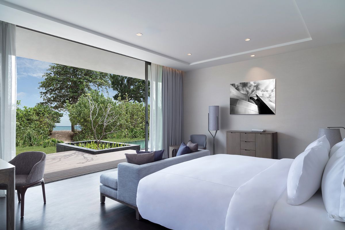 The tranquil master bedroom of an Anantara Desaru Coast Residences villa