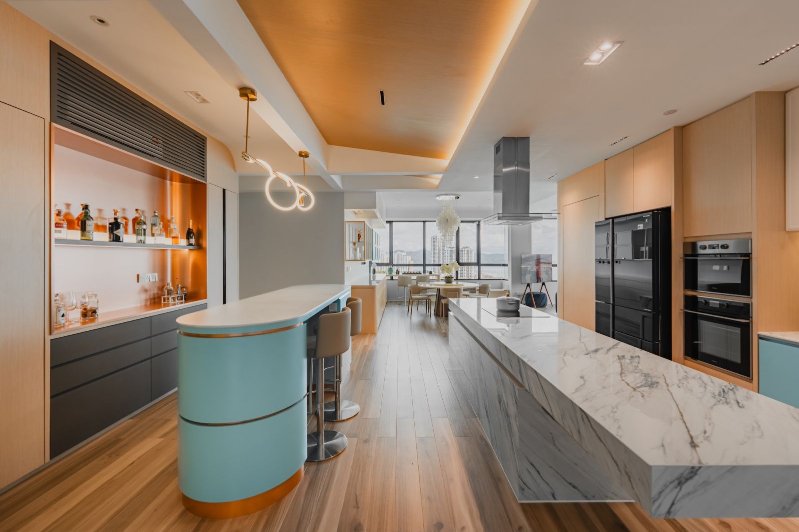 Open plan living makes the most of the view