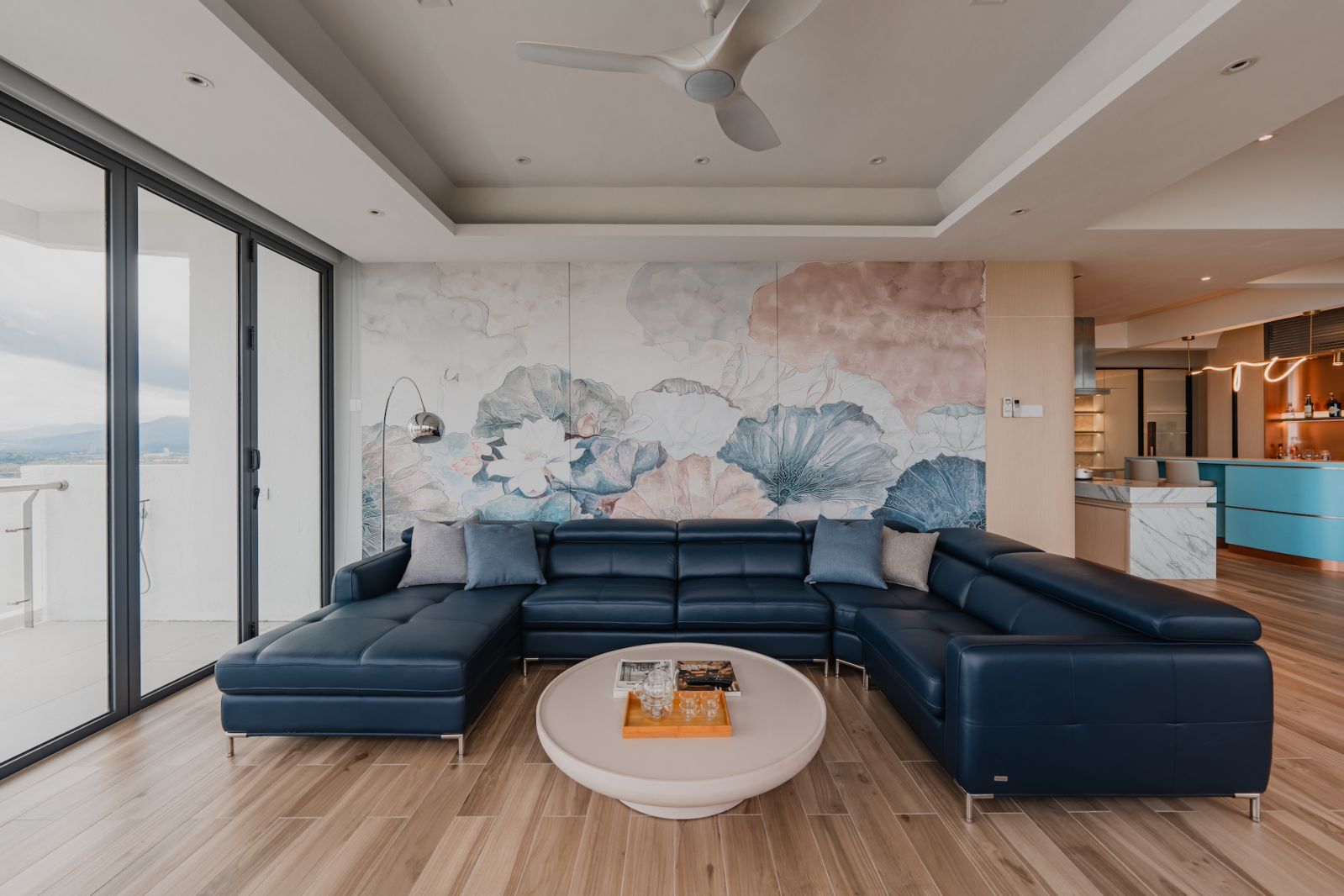 A dramatic wallpaper background for the living space