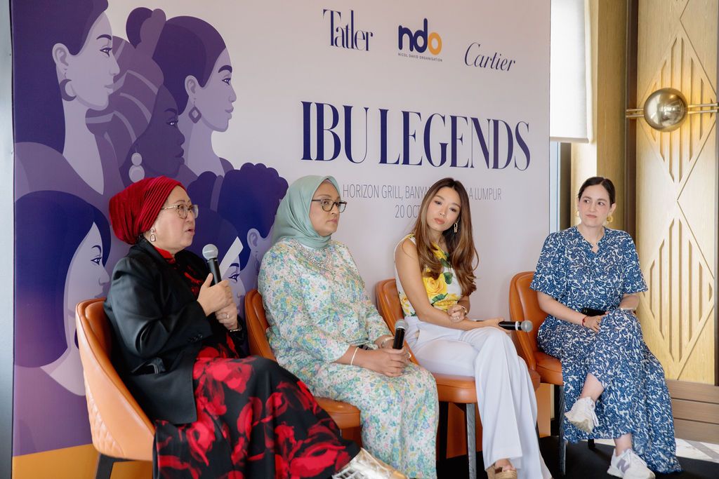 Tan Sri Dr Jemilah Mahmood, Dato' Shahira Ahmed Bazari and Marion Caunter speaking at the panel discussion moderated by Mariana de Reyes