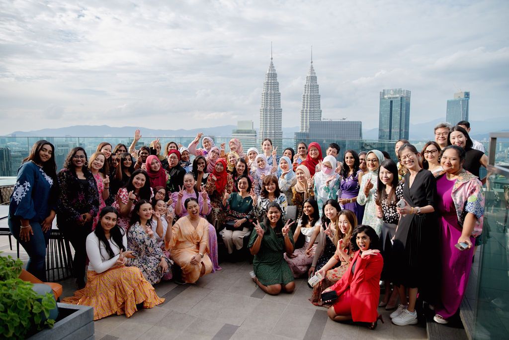 A group shot with all the ladies against the Kuala Lumpur skyline at Horizon Grill, Banyan Tree Kuala Lumpur