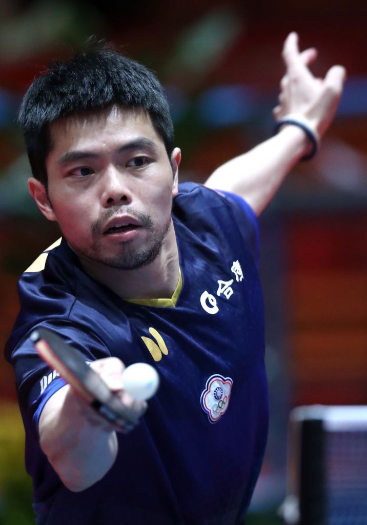 ZAGREB, CROATIA - JUNE 18: Chih-Yuan Chuang of Taiwan competes during WTT Contender Zagreb 2022 Men's Singles Semi Finals match against Peng Xiang of China at Dom Sportova Hall on June 18, 2022 in Zagreb, Croatia. (Photo by Sanjin Strukic/Pixsell/MB Media/Getty Images)