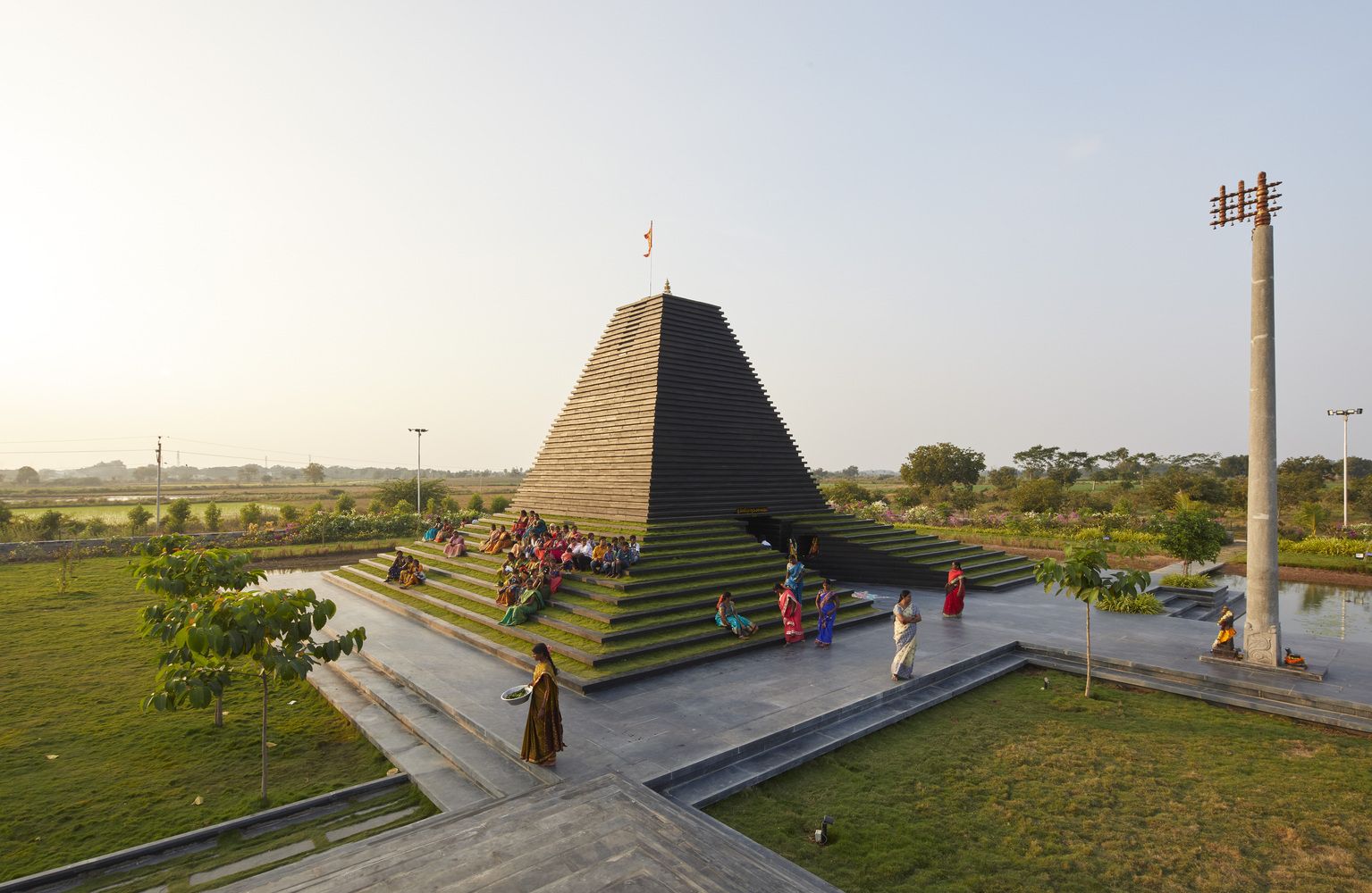 Black limestone slabs corbelled to form the temples’ stepped profiles (Photo: Instagram / @designboom)