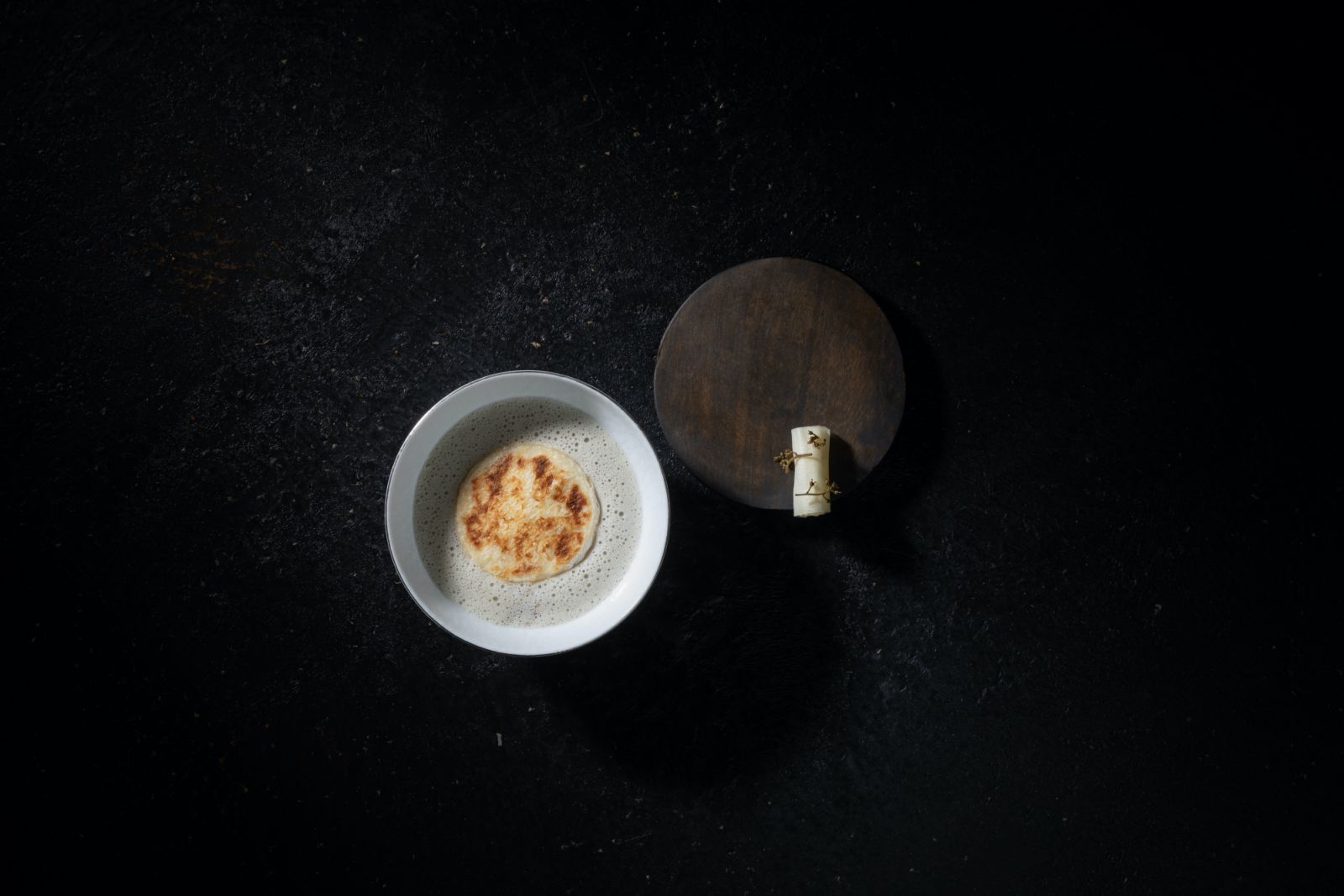 Soybeans flan dish at Florilège