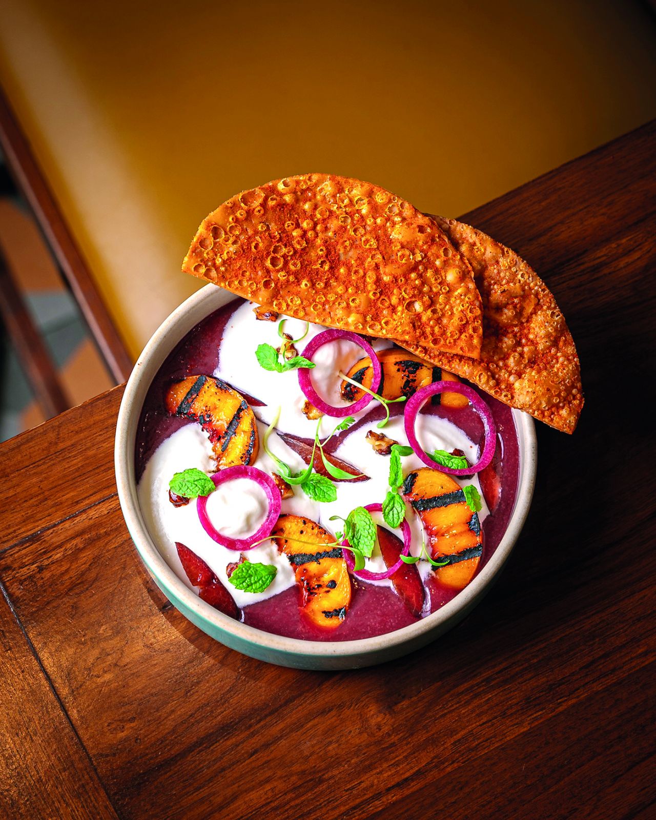 Stone fruit chaat at The Bombay Canteen