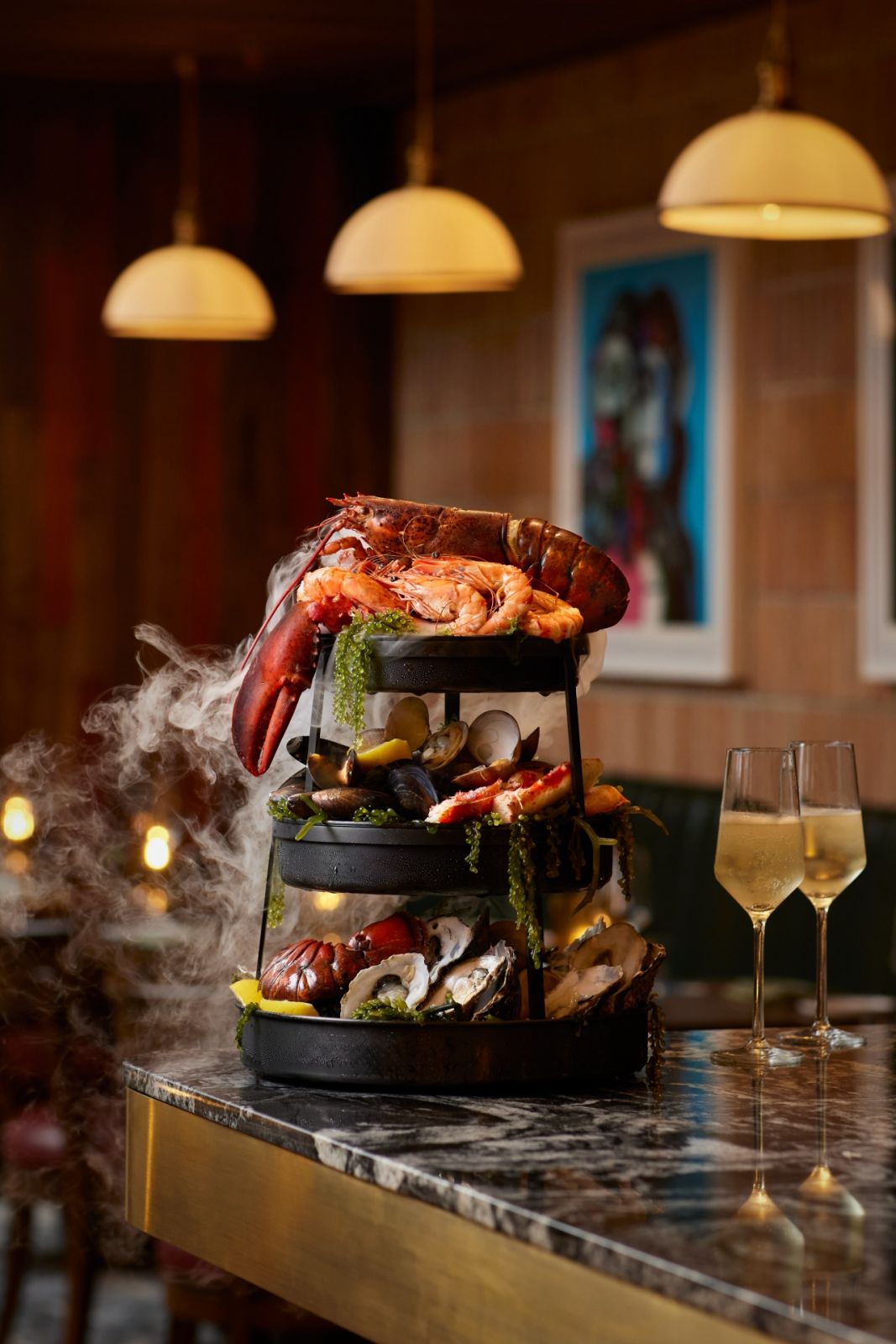 A fresh seafood tower at Gordon Ramsay Bar & Grill