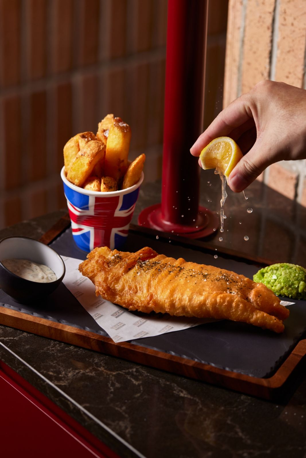 Crispy fish and chips at Gordon Ramsay Bar & Grill