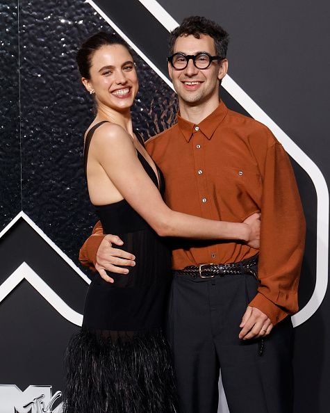 ELMONT, NEW YORK - SEPTEMBER 11: Margaret Qualley and Jack Antonoff attend the 2024 MTV Video Music Awards at UBS Arena on September 11, 2024 in Elmont, New York. (Photo by Taylor Hill/Getty Images)