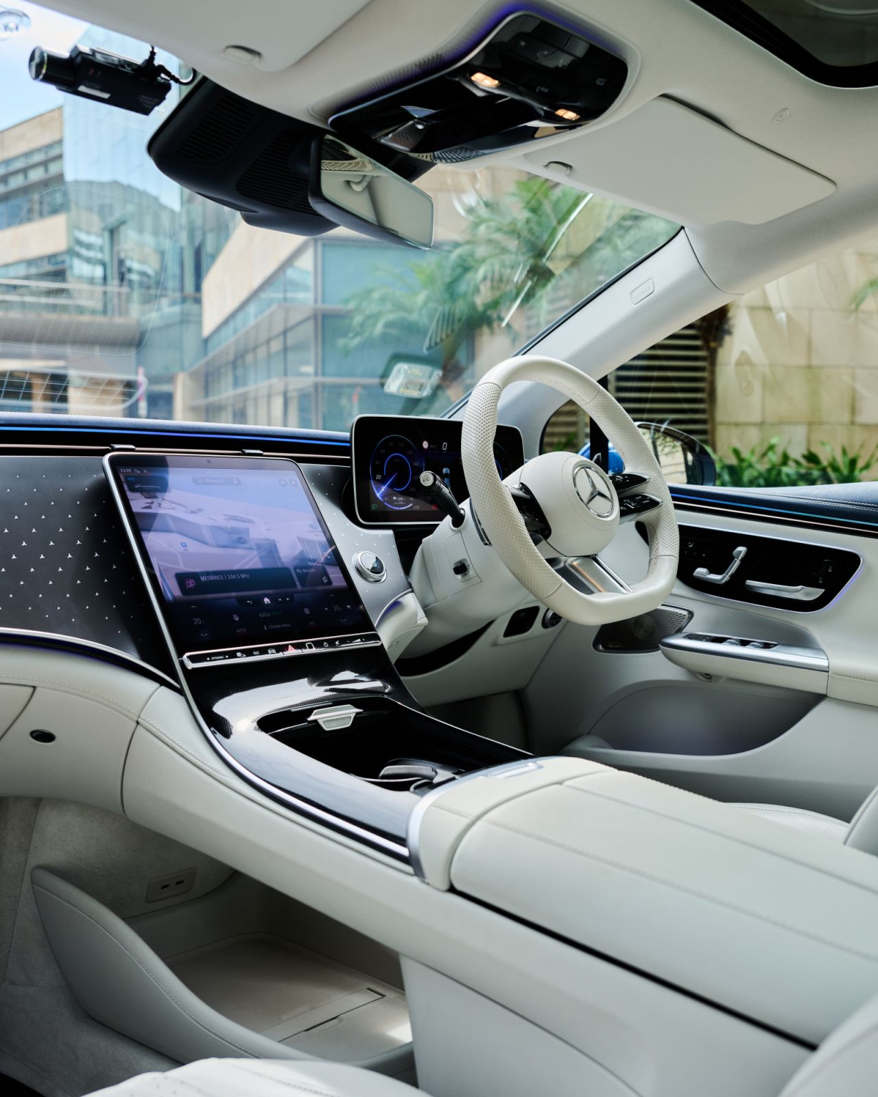 The digital screens located beside and behind the steering wheel provide driving information, such as the navigation system and speed (Photo: Zed Leets/Tatler Hong Kong)