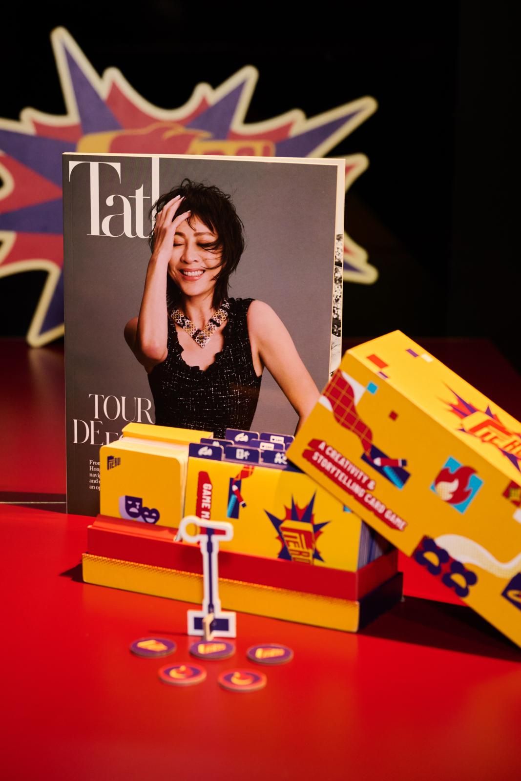 A set of creative storytelling card games from Press Start Studios was displayed next to the October issue of Tatler Hong Kong magazine (Photo: Zed Leets/Tatler Hong Kong)
