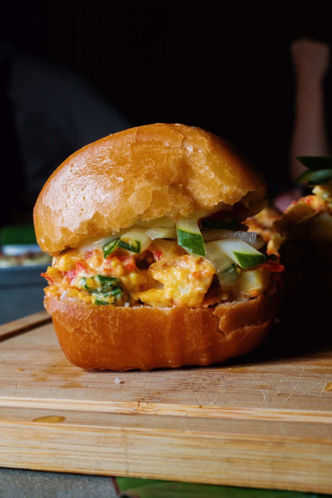 Egg salad belada on fried mantou