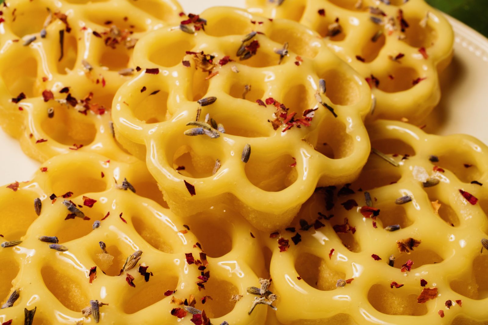 Kuih loyang with lemon and white chocolate ganache