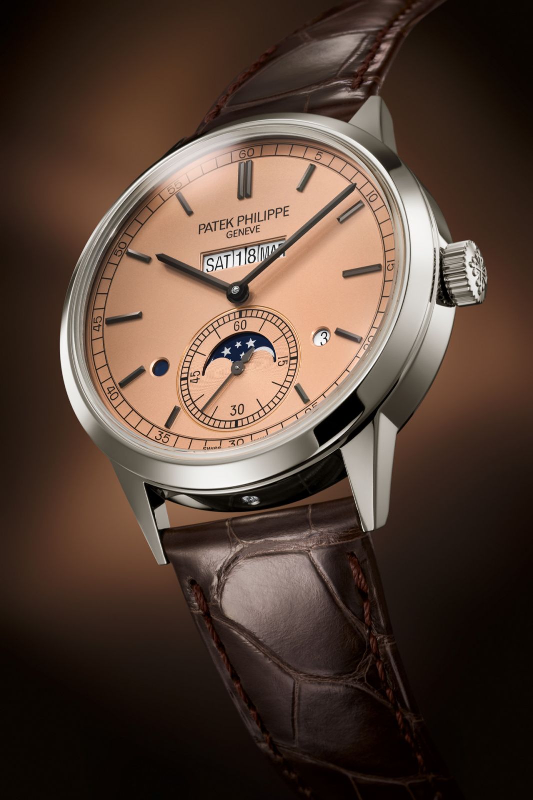 The Reference 5236P-010 with a rose-gilt opaline dial (Photo courtesy of Patek Philippe)