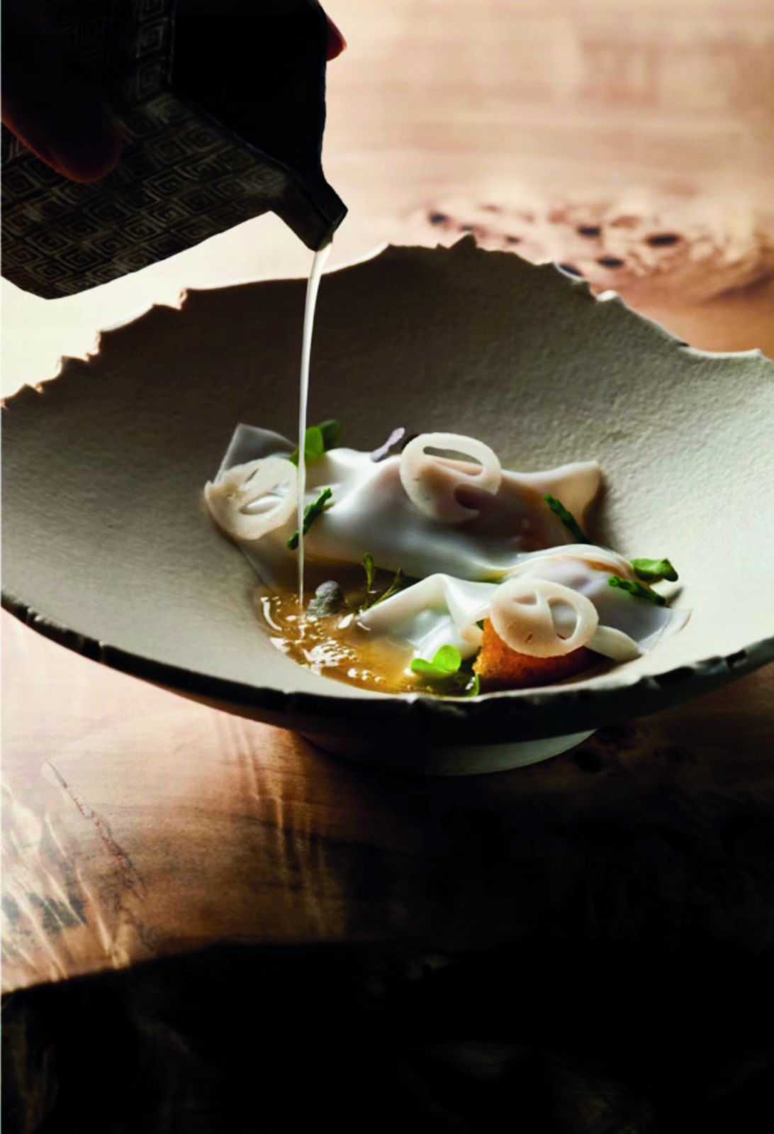 Fisherman’s wisdom (dried fish, mantis shrimp, water bamboo, shrimp roe) at Avant
