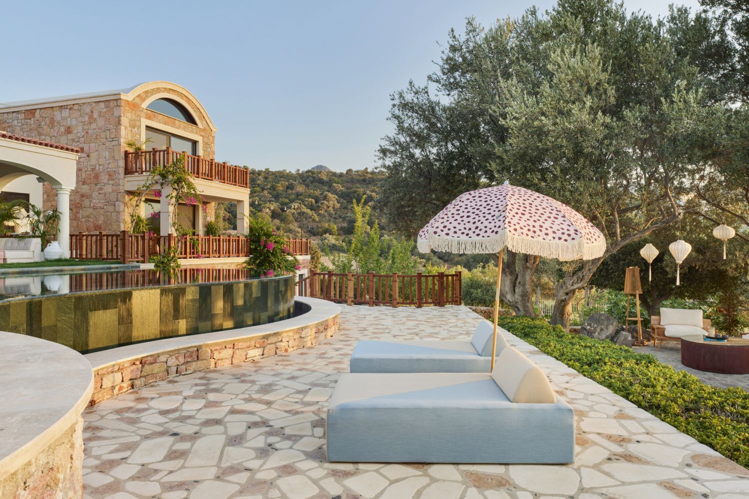 The infinity pool constructed with local marble and furnished with sunbeds (Photo: Ibrahim Ozbunar)