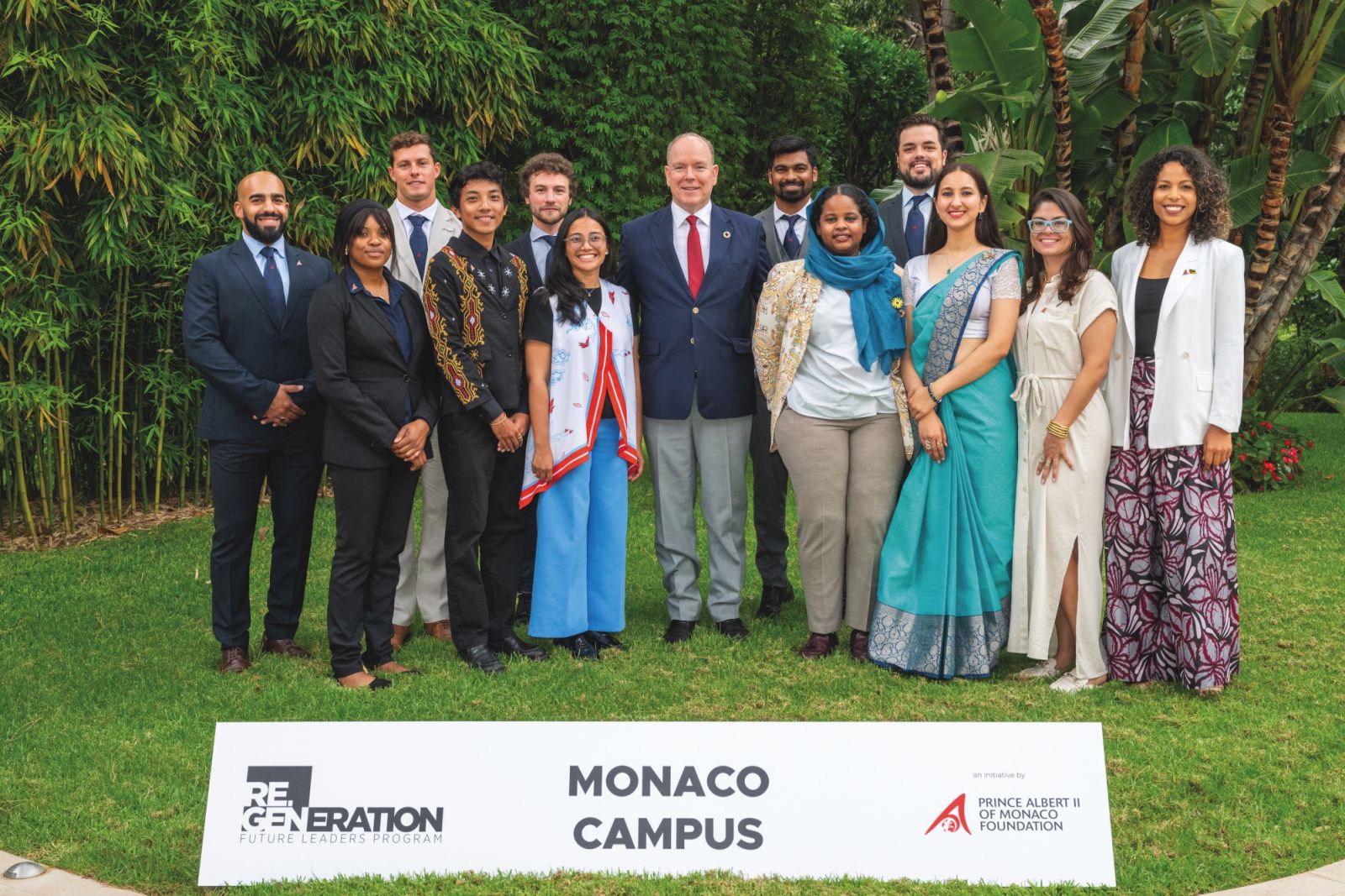 Prince Albert II (pictured centre) with the 2024 cohort of the Re.Generation Future Leaders programme