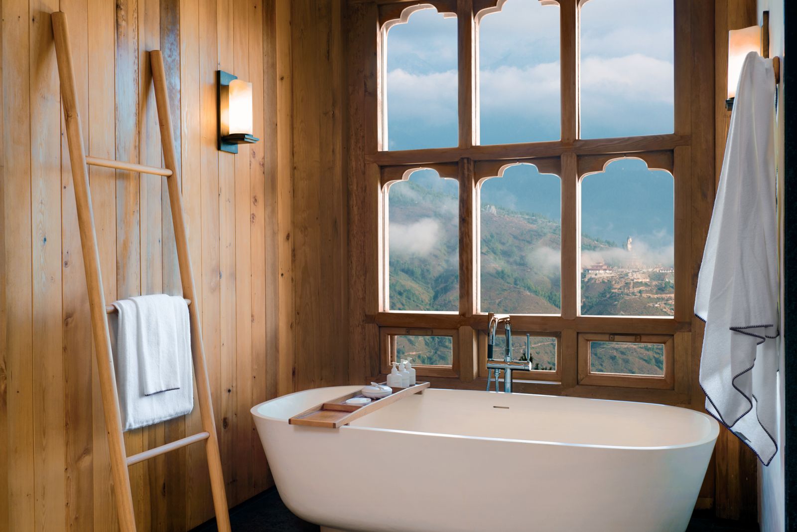 Lodge suite bathtub at Six Senses Thimphu