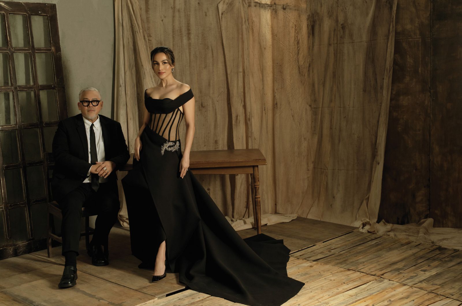 Rajo Laurel poses with muse Stephanie Kienle Gonzalez (Photo: Patrick Diokno)