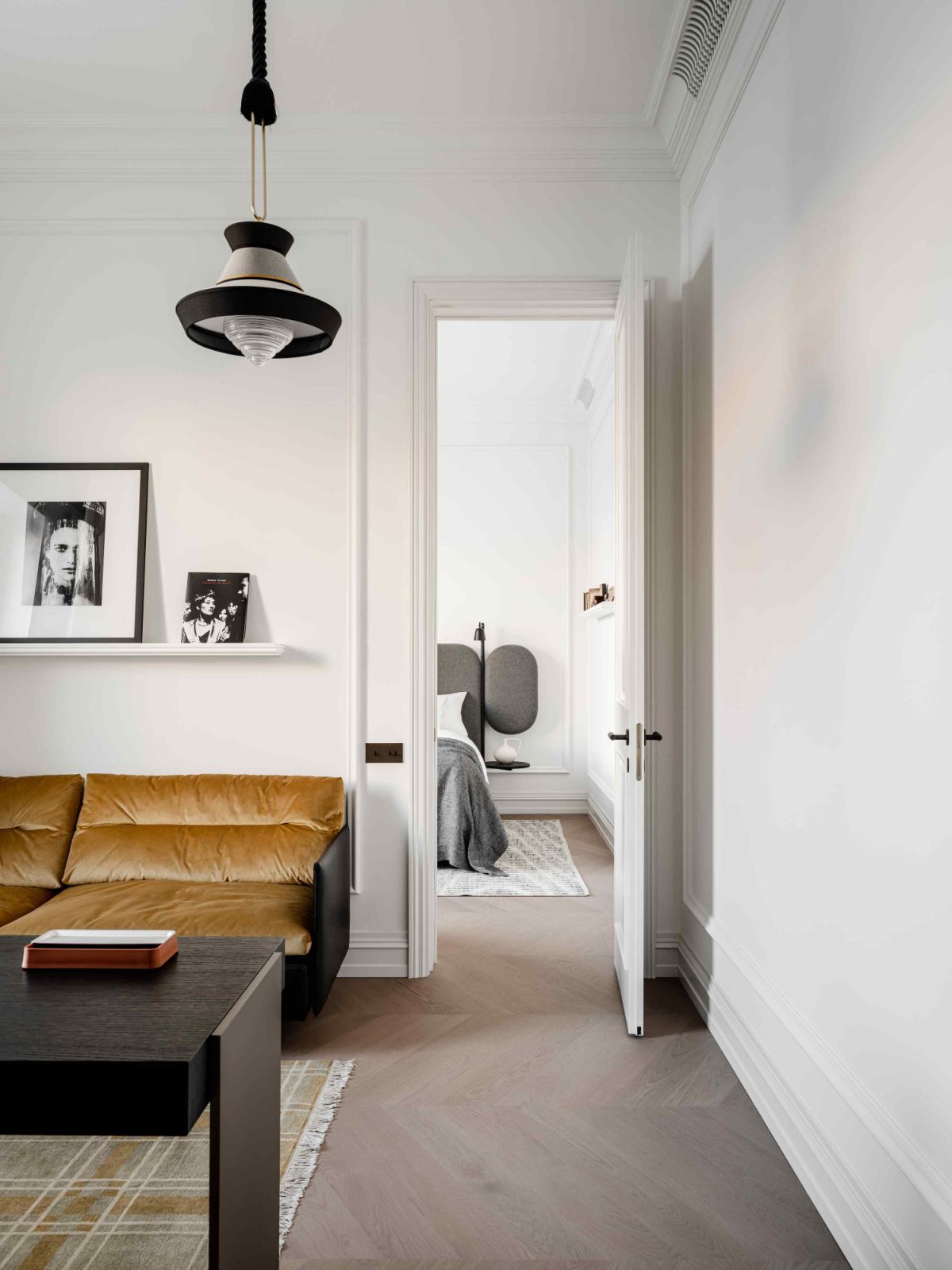 The home office leads into the adjoining master suite