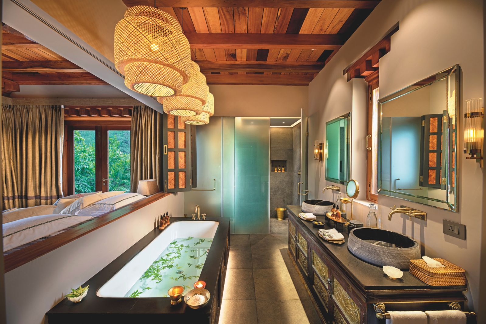 Family suite bathroom at andBeyond Punakha River