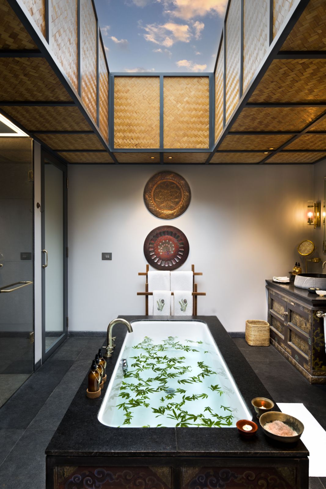 Tented suite bathroom at andBeyond Punakha River