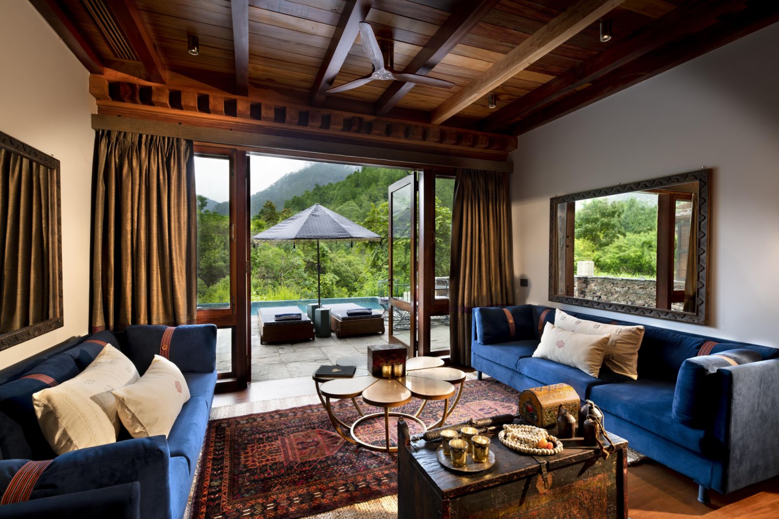 Family suite shared lounge at andBeyond Punakha River