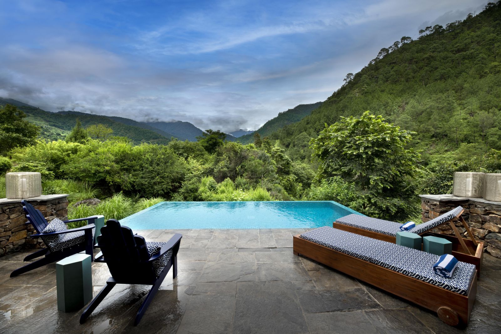 Family suite pool deck at andBeyond Punakha River