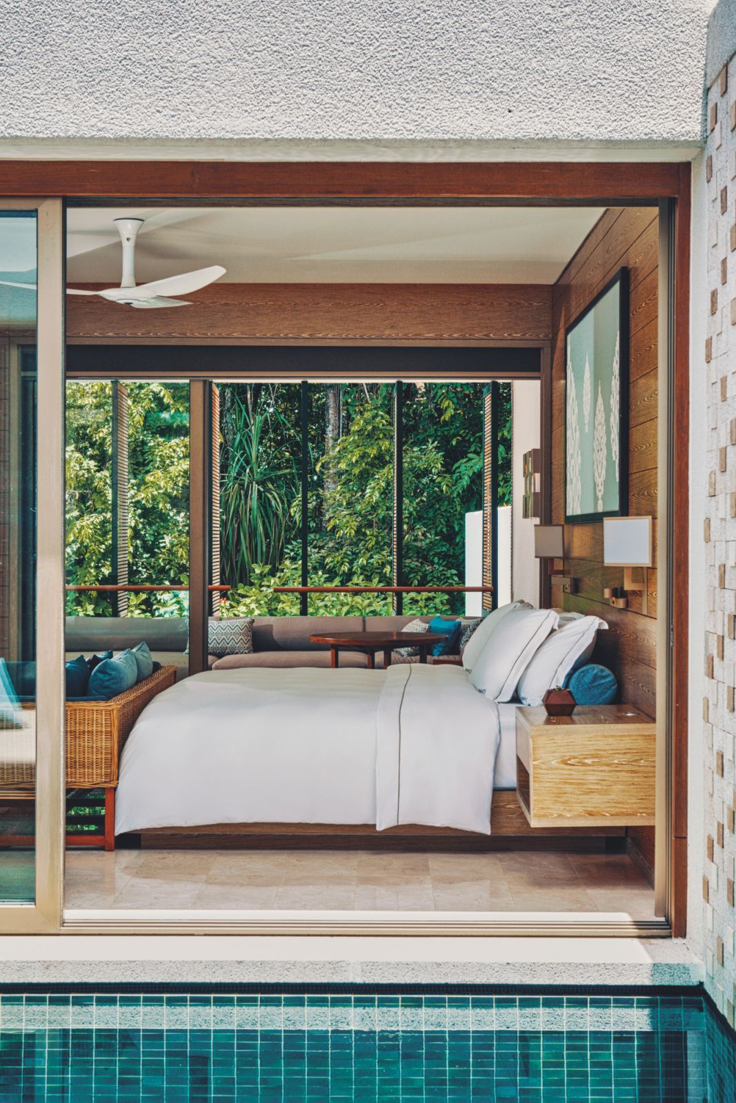 Rainforest Junior Suite bedroom at One&Only Desaru Coast