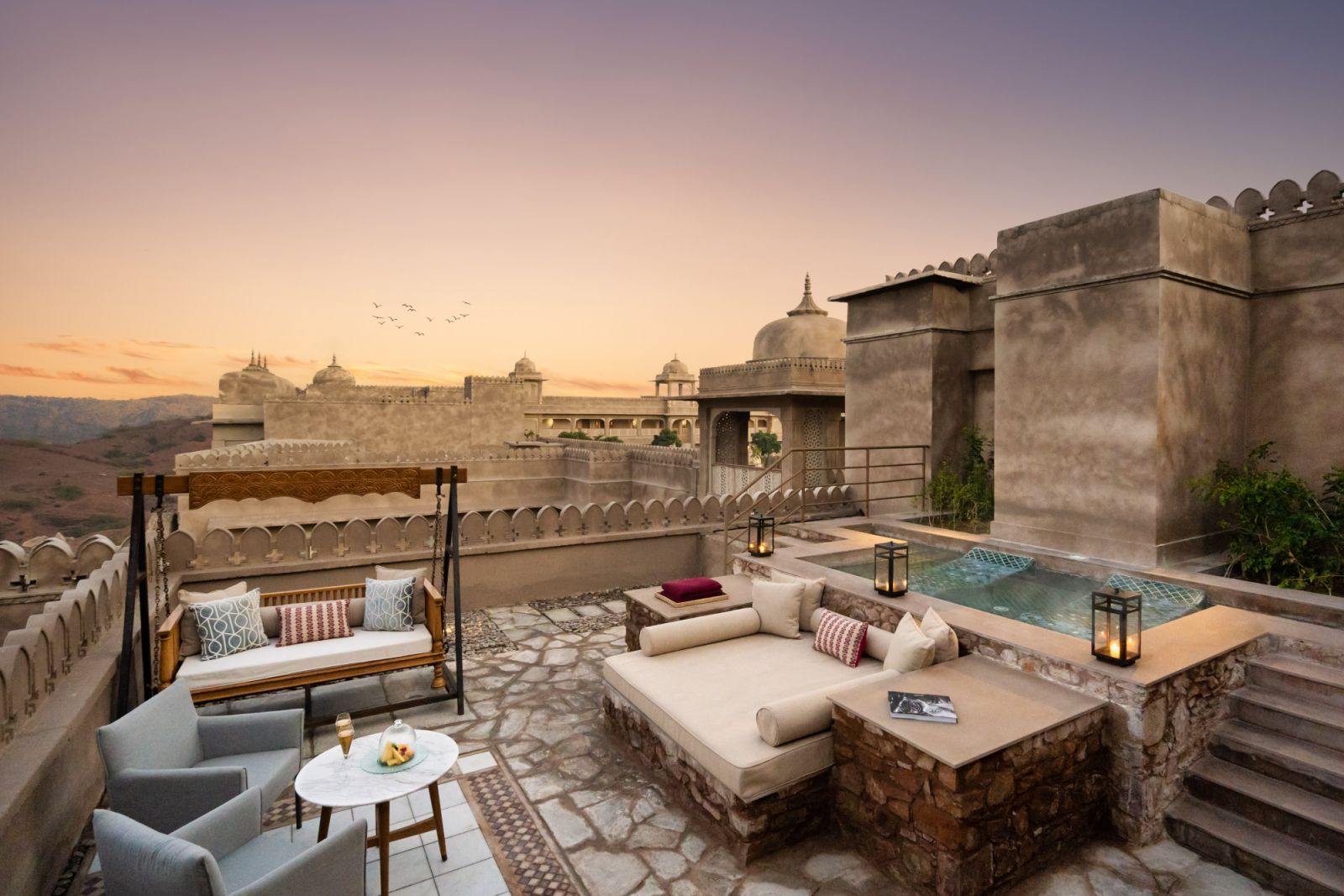Thakur Bhagwati Singh hot tub suite at Six Senses Fort Barwara