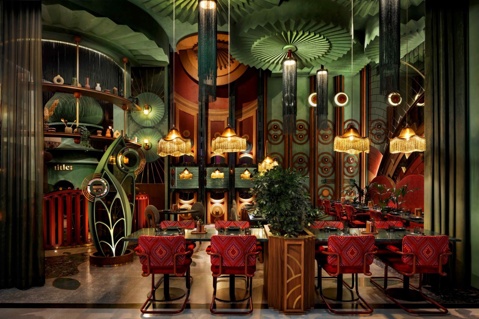 The eclectic Title restaurant, designed by Kuwait City-based design firm Lines