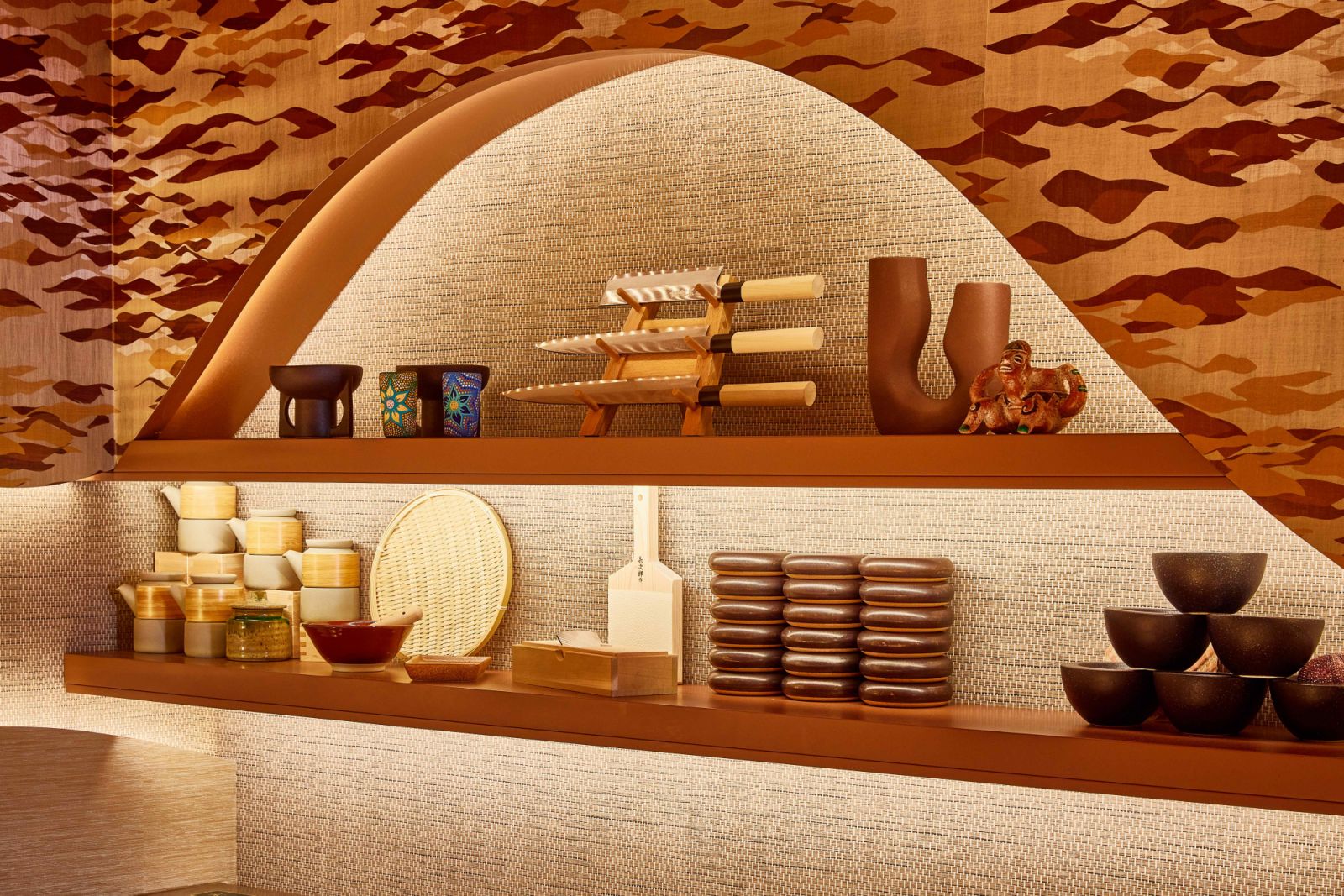 Bespoke timber worktops honour the traditional Japanese ritualistic experience
