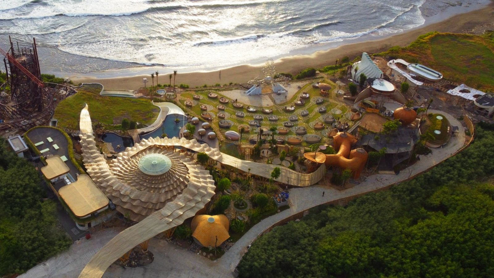 The Fibonacci-inspired architecture integrates various spaces