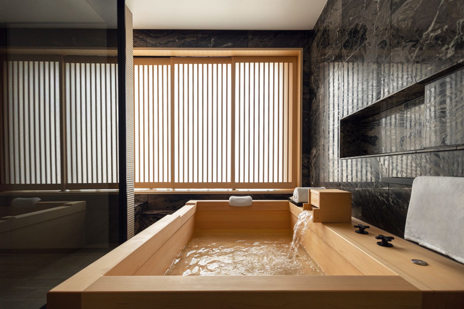 Imperial suite bathroom with Hinoki bathtub at Dusit Thani Kyoto