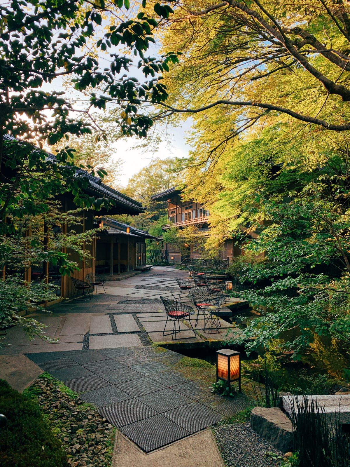 Water garden at Hoshinoya Kyoto