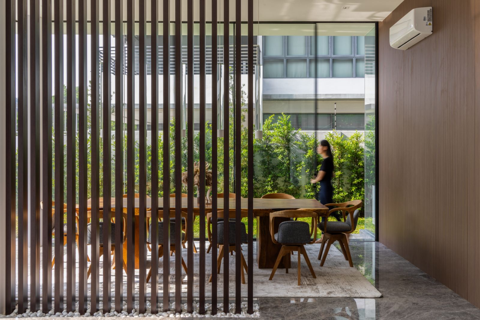 Timber slats offer some screening and visual interest