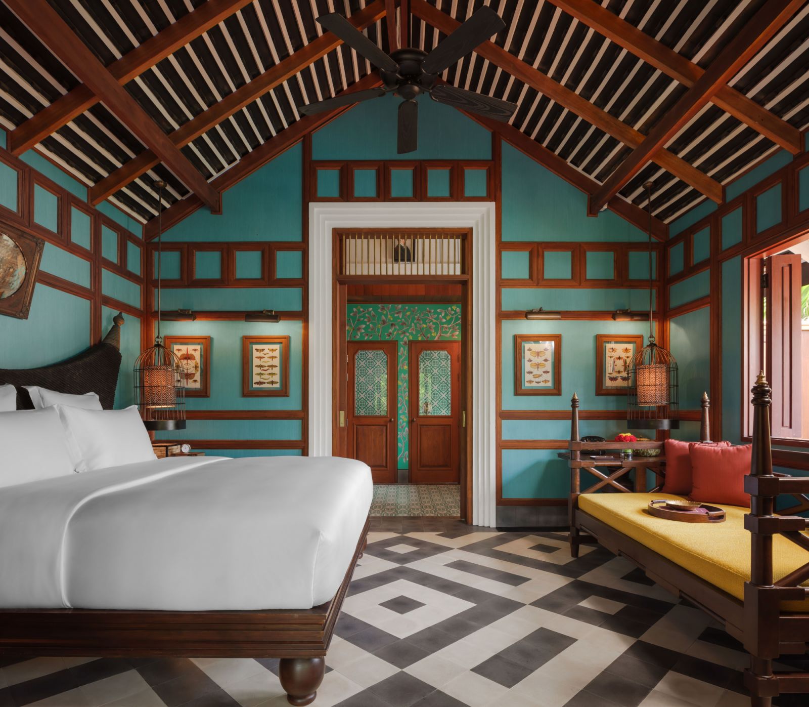Waterfall Pool villa bedroom at Rosewood Luang Prabang